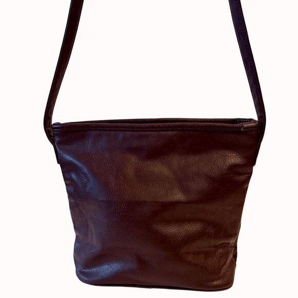 Patchwork Crossbody Bucket Bag Vintage 80s Brown Retro Hobo Purse Exotic Fashion - Picture 2 of 15